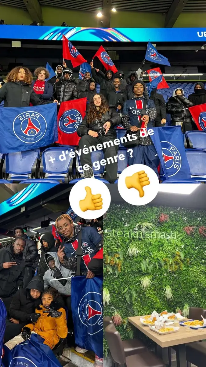 Groupe de l’association Pour Ceux lors de la soirée PSG en Ligue des champions féminine